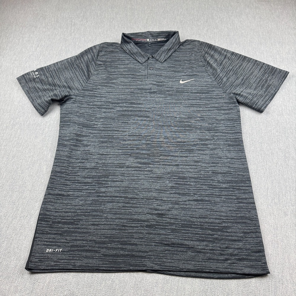 Tiger Woods Collection Shirt Mens XL Gray‎ Nike Short Sleeve Polo Golf Logo